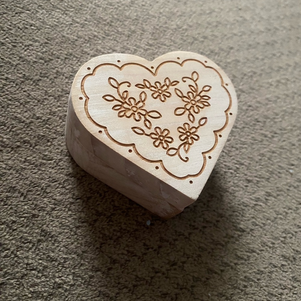 Heart-Shaped Wooden Trinket Box